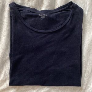 EILEEN FISHER oversized NAVY t-shirt. 100% organic linen. Size S
